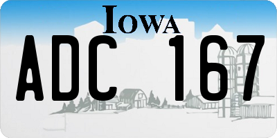 IA license plate ADC167