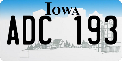 IA license plate ADC193