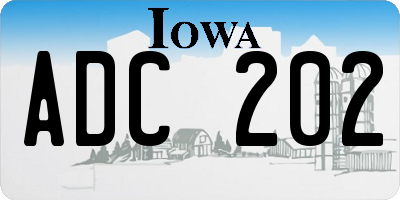 IA license plate ADC202