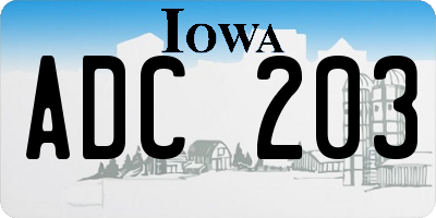 IA license plate ADC203