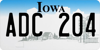 IA license plate ADC204