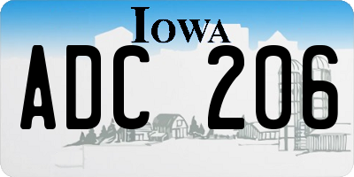 IA license plate ADC206