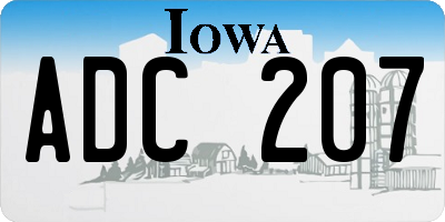 IA license plate ADC207