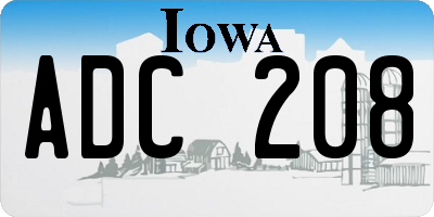 IA license plate ADC208