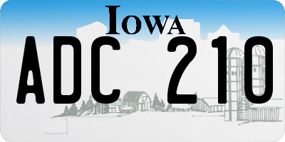 IA license plate ADC210