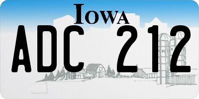 IA license plate ADC212