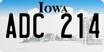 IA license plate ADC214