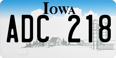 IA license plate ADC218