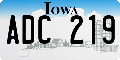 IA license plate ADC219