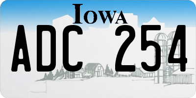 IA license plate ADC254