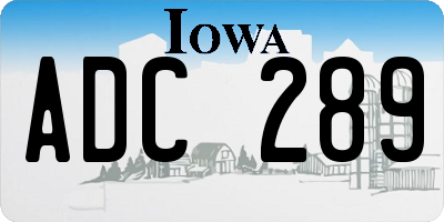 IA license plate ADC289