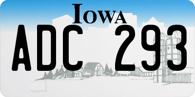IA license plate ADC293