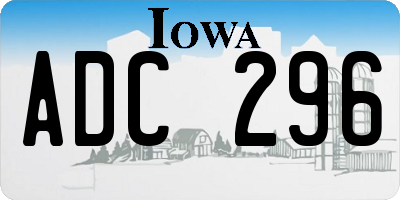 IA license plate ADC296