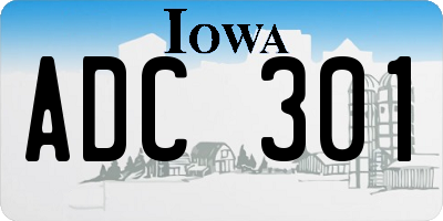 IA license plate ADC301