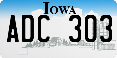 IA license plate ADC303