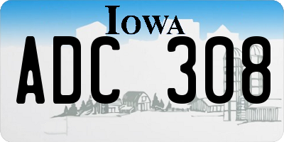 IA license plate ADC308