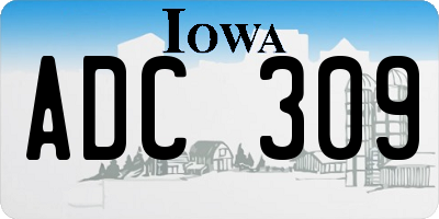 IA license plate ADC309