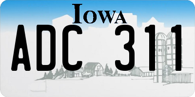 IA license plate ADC311