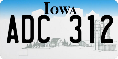 IA license plate ADC312