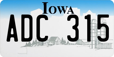 IA license plate ADC315
