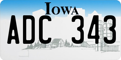 IA license plate ADC343
