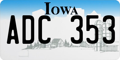 IA license plate ADC353