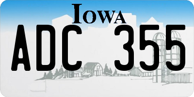 IA license plate ADC355