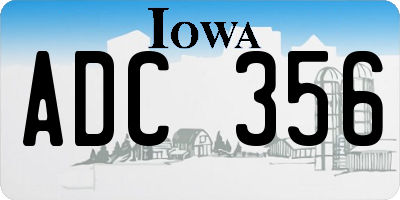 IA license plate ADC356
