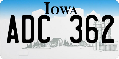 IA license plate ADC362