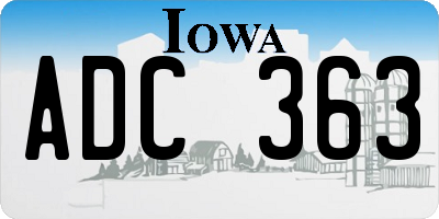IA license plate ADC363