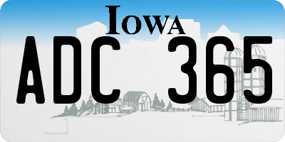IA license plate ADC365