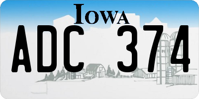 IA license plate ADC374