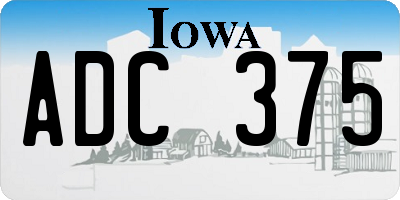 IA license plate ADC375