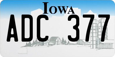 IA license plate ADC377