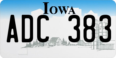 IA license plate ADC383