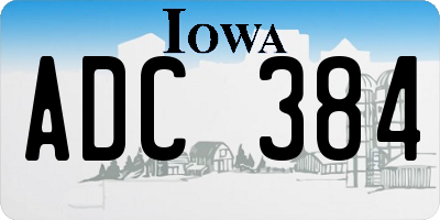 IA license plate ADC384