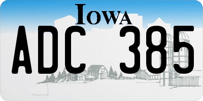IA license plate ADC385