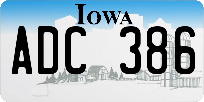 IA license plate ADC386