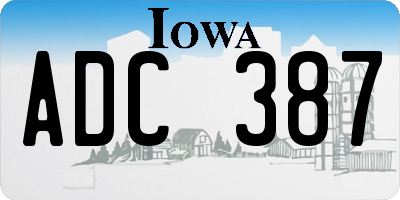IA license plate ADC387