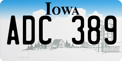 IA license plate ADC389