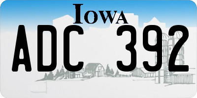 IA license plate ADC392