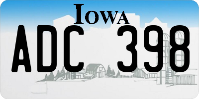 IA license plate ADC398