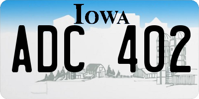 IA license plate ADC402
