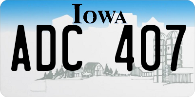 IA license plate ADC407