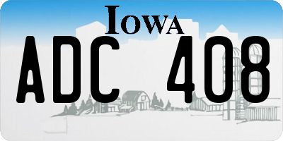 IA license plate ADC408