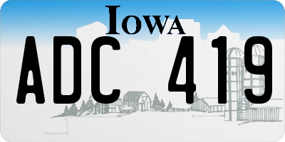 IA license plate ADC419