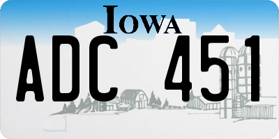 IA license plate ADC451