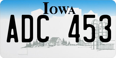IA license plate ADC453
