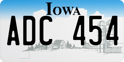 IA license plate ADC454