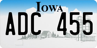 IA license plate ADC455